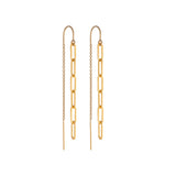 Paper Clip Thread Earrings Gold